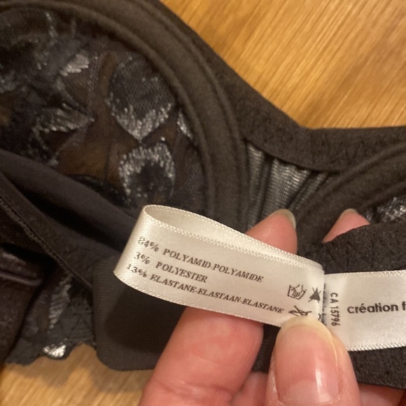 Secret D’Eva Mapple Flower  - Balconette Underwire Bra Black White Lace Cups 30D - Picture 9 of 11